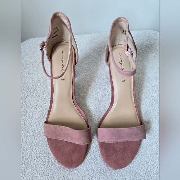 NWT PENNINGTONS Size 11W Open Toe Dusty Pink Blush Sandals  3" Block High Heels - Picture 7 of 9